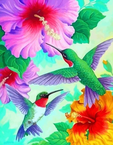 Green Hummingbird Delight Paint By Numbers