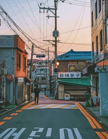 Aesthetic Korean Street Scene Paint By Numbers