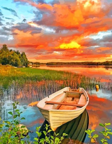 Aesthetic Lakeside Sunset Paint By Numbers