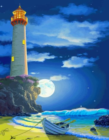 Aesthetic Lighthouse Beach Scene Paint By Numbers