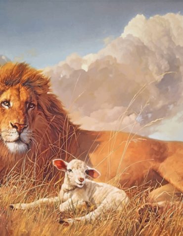 Majestic Lion and Gentle Lamb Paint By Numbers