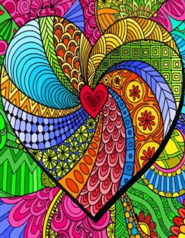 Aesthetic Mandala Colorful Hearts Paint By Numbers