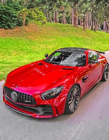Red Mercedes Engine Paint By Numbers