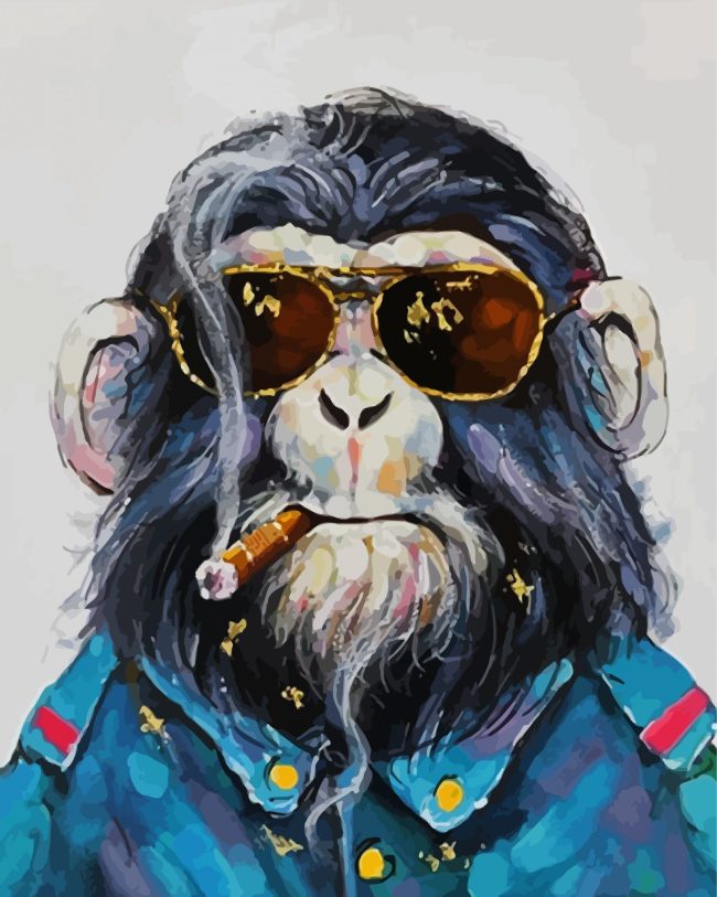 Smoking Monkey Wildlife Paint By Numbers