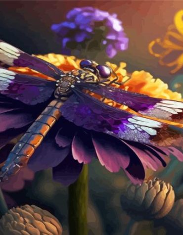 Aesthetic Purple Dragonfly Paint By Numbers