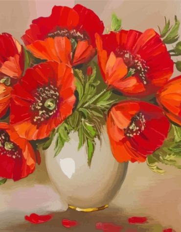 Aesthetic Red Poppy Vase Paint By Numbers