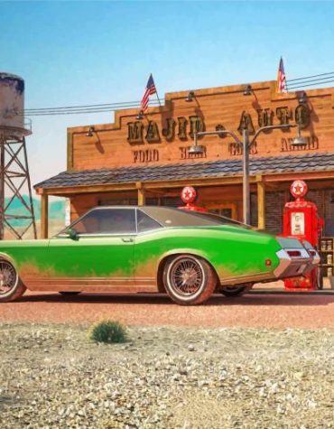 Vintage Green Car Paint By Numbers