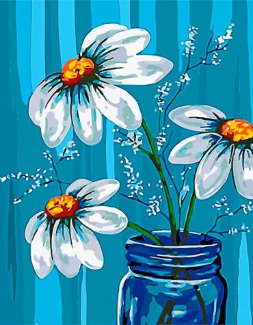 Aesthetic White Flowers Vase Paint By Numbers