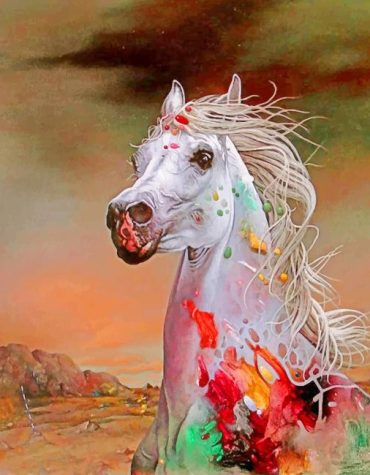 Aesthetic White Horse DIY Paint By Numbers