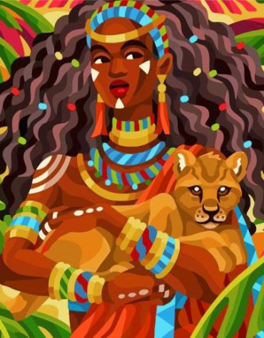 African Girl Llama Paint By Numbers