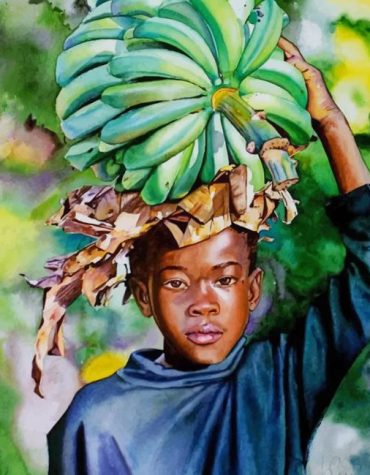 African Boy with Fruits Paint By Numbers