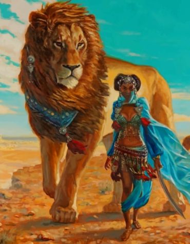 African Women and Lion Paint By Numbers