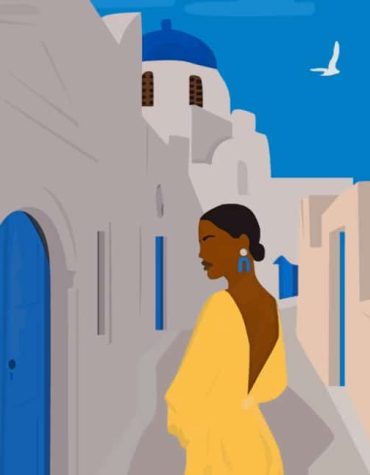 African Beauty in Santorini Paint By Numbers