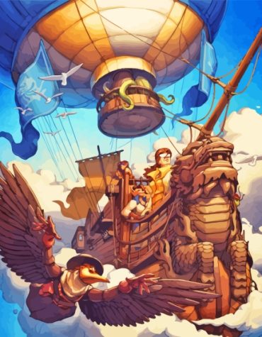 Fantasy Air Ship Adventure Paint By Numbers