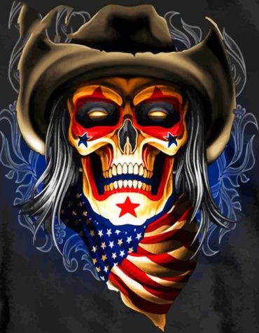American Flag Skull Paint By Numbers