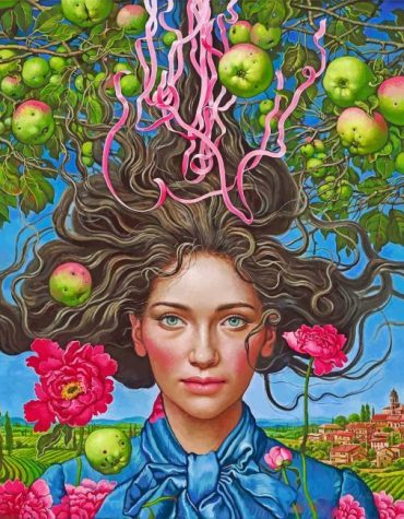 Aesthetic Woman in Floral Scene Paint By Numbers