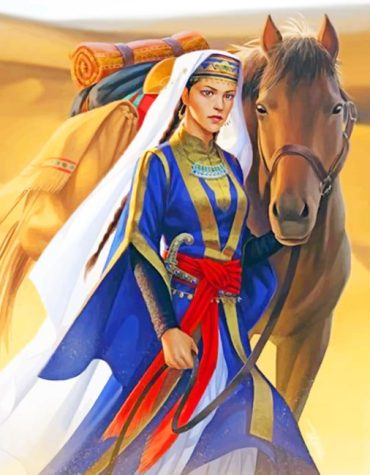 Arabian Desert Woman with Horse Paint By Numbers