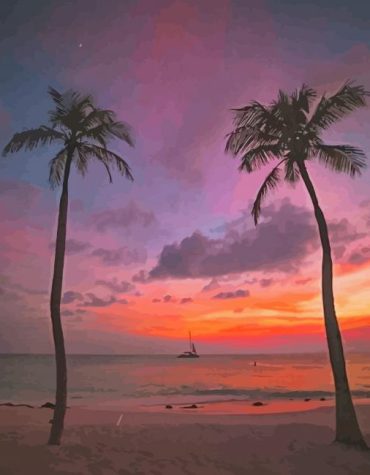 Aruba Golden Sunset Beach Paint By Numbers