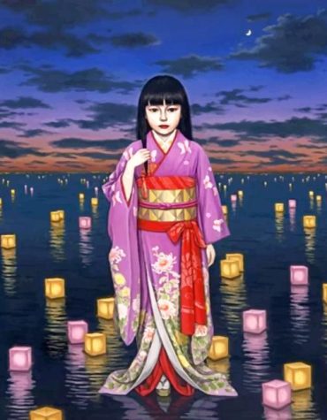 Asian Woman in Lakeside View Paint By Numbers