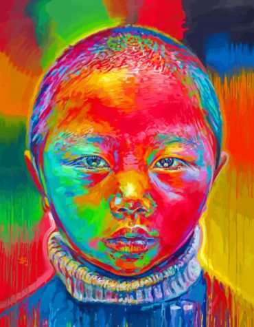Colorful Asian Kids Paint By Numbers