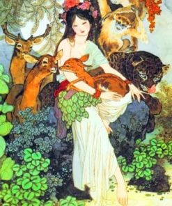 Asian Woman Stag Adventure Paint By Numbers