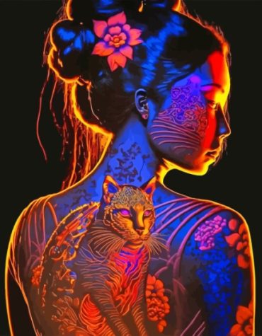 Asian Woman with Tiger Paint By Numbers