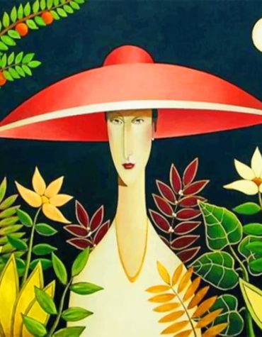 Asian Woman Red Hat Paint By Numbers