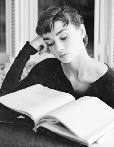 Audrey Hepburn Black and White Reading Paint By Numbers