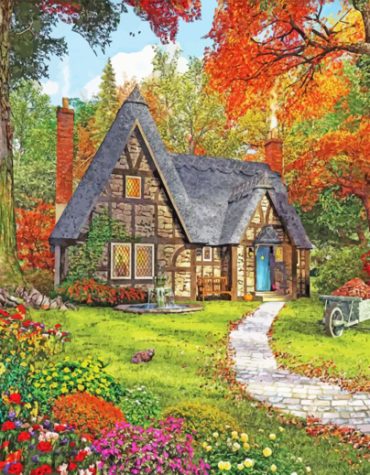 Autumn Cottage Garden Paint By Numbers