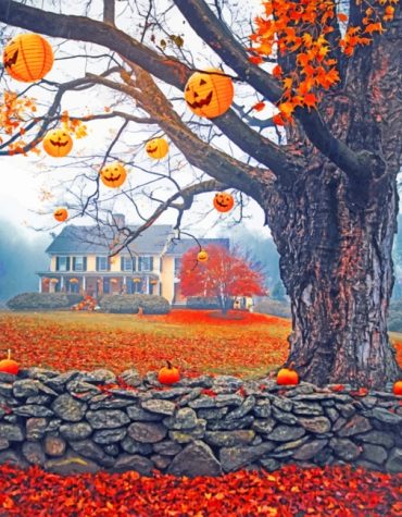 Halloween Pumpkin Landscapes Paint By Numbers