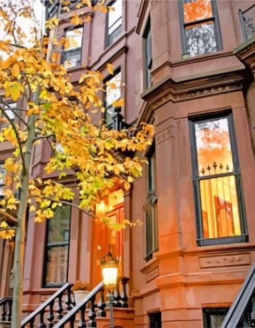 Brownstone Buildings in New York Paint By Numbers