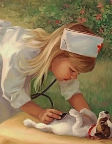 Heroic Nurse and Puppy Paint By Numbers