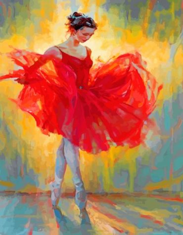 Ballerina in Red Dress Paint By Numbers
