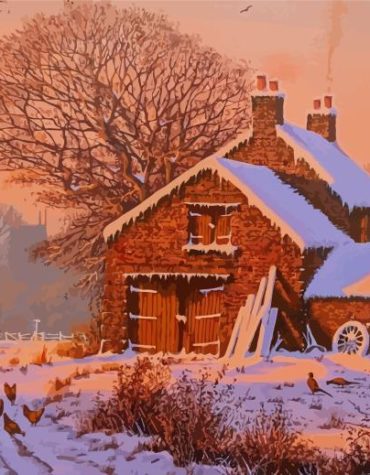 Barn Winter Scene Paint By Numbers