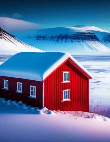 Winter Barn Landscape Paint By Numbers