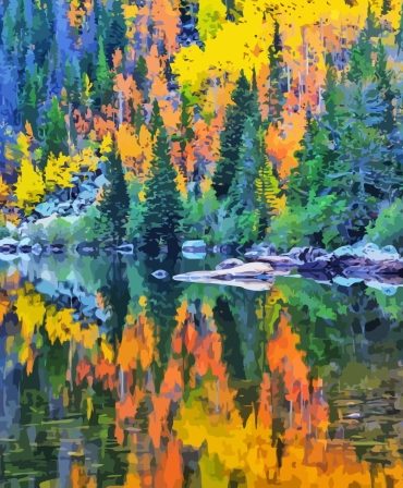 Autumn Bear Lake Scenery Paint By Numbers