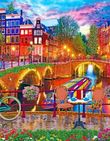 Amsterdam Bridges Cityscape Paint By Numbers