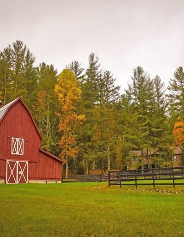 Green Farm Landscape Paint By Numbers