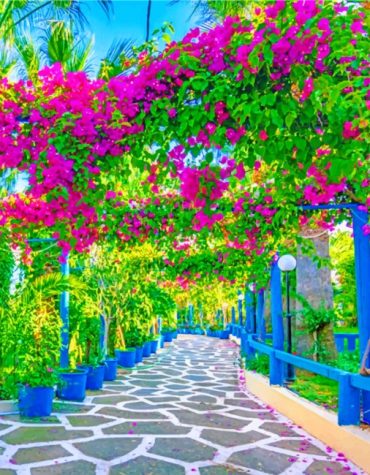 Pink Flower Garden Landscapes Paint By Numbers