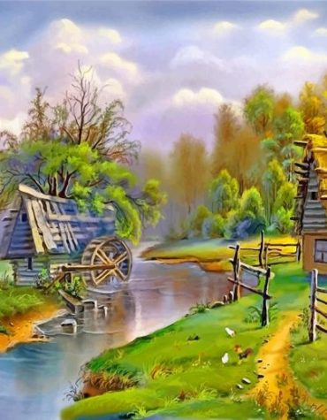 Cabin Scenery by Lake Paint By Numbers