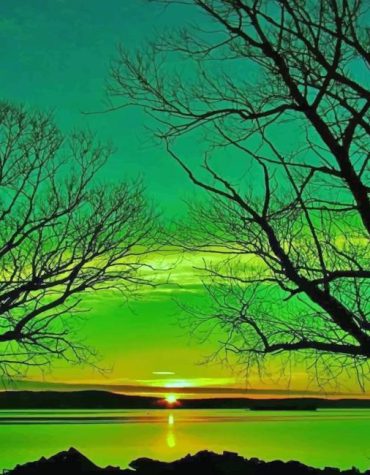 Vintage Green Landscape Paint By Numbers