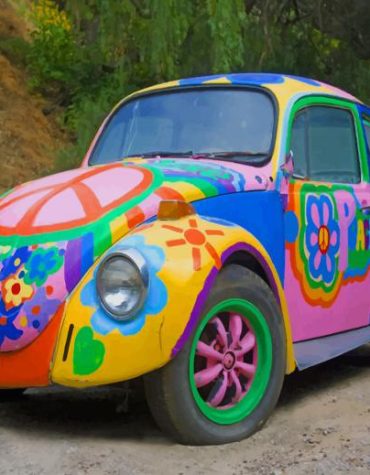 Colorful Hippie Beetle Car Paint By Numbers