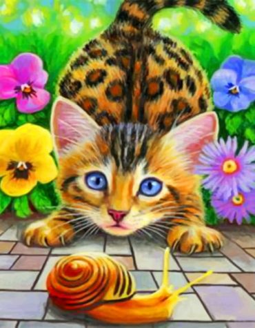 Bengal Cat Flower Art Paint By Numbers