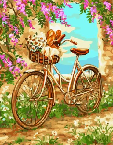 Bicycles and Blooming Gardens Paint By Numbers
