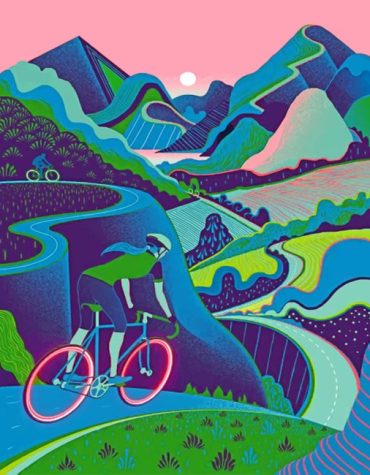 Mountain Cyclist Girl Paint By Numbers
