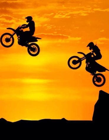 Biker Silhouette Orange Sky Paint By Numbers