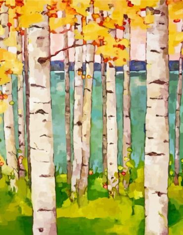 Breathtaking Birch Trees Paint By Numbers