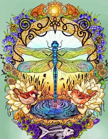 Dragonfly and Bird Paint By Numbers