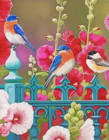 Blue Birds and Blooming Gardens Paint By Numbers