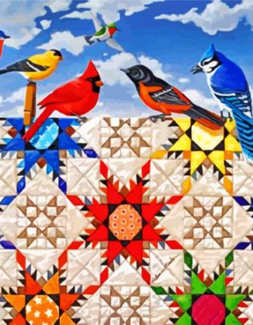 Charming Birds on Quilt Paint By Numbers